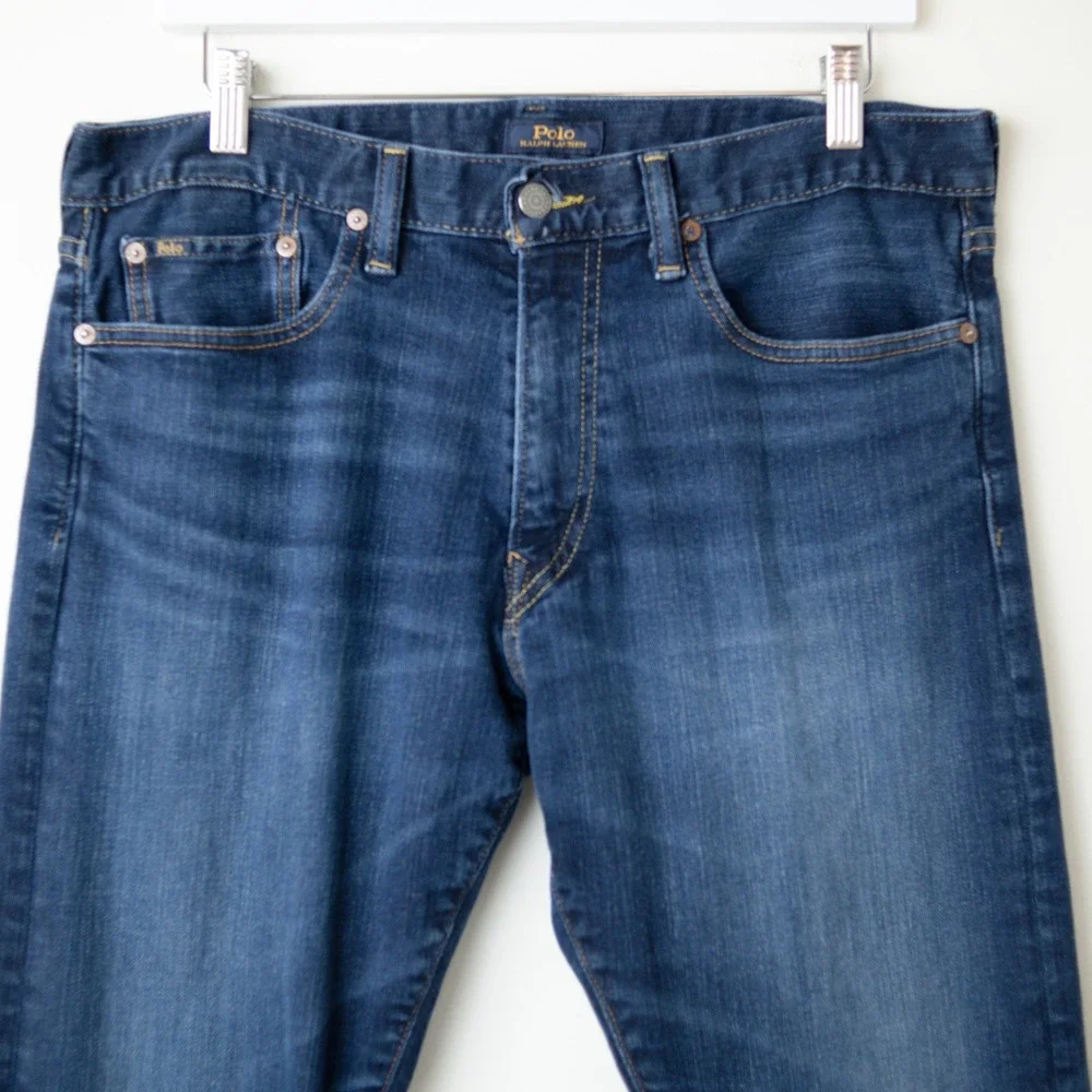 Polo Ralph Lauren Varick Slim Straight Mens 33x30 Blue Denim 5 Pocket